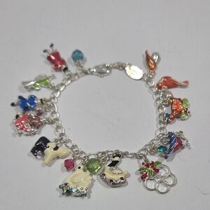 Haskell Enamel Charms Bracelet Silvertone